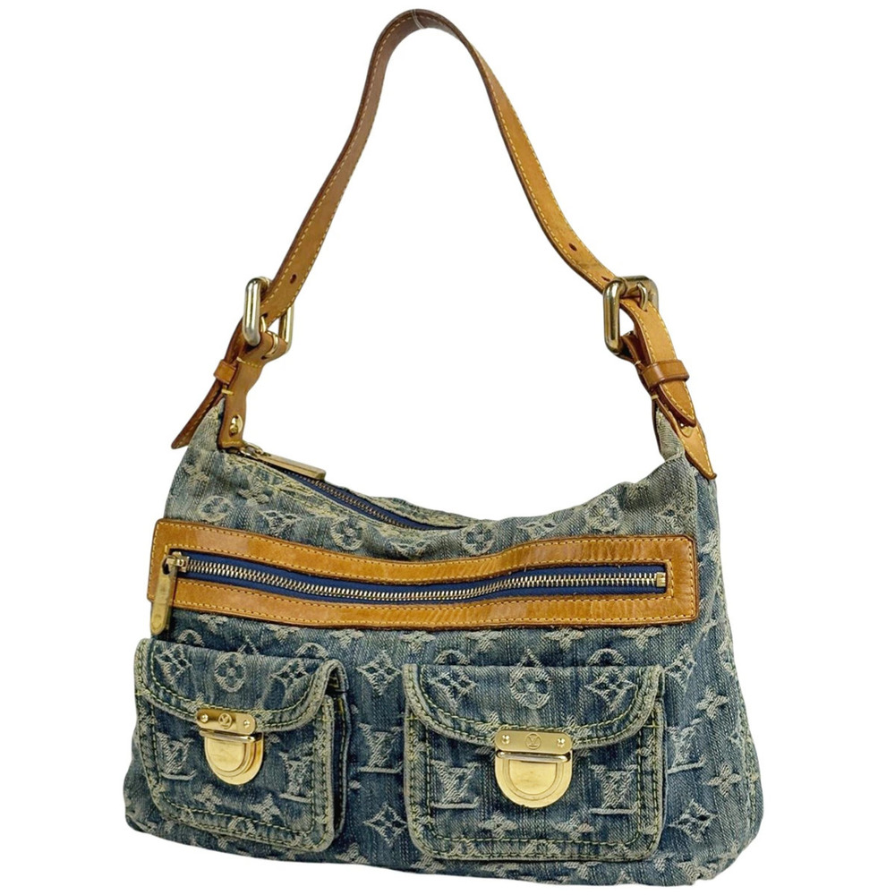 Louis Vuitton Baggy Shoulder Bag Hobo Handbag Monogram Denim Blue